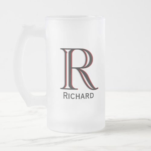 Custom 3_Color Monogram First Name   Frosted Glass Beer Mug