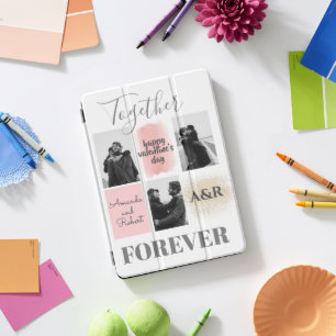 Custom 3 Couple Photos Happy Valentines iPad Pro Cover