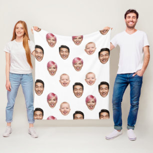 Custom 3 Face Photo Collage Funny Personalized Fleece Blanket