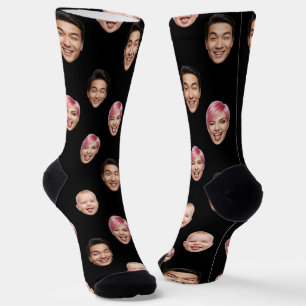 Custom 3 Face Photo – Funny Personalized Gift Socks
