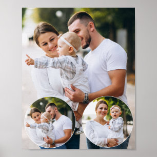 Custom 3 Family Photo Collage  Poster