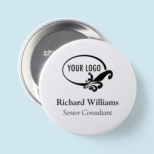 Custom 3 Large Name Tag Button with Company Logo