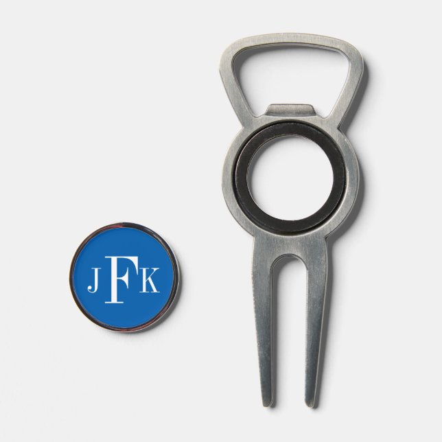 Custom 3 letter monogram golf divot tool & marker (Front (Open))