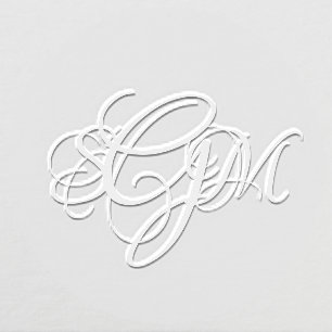 Custom 3 Letter Script Monogram Initials Embosser
