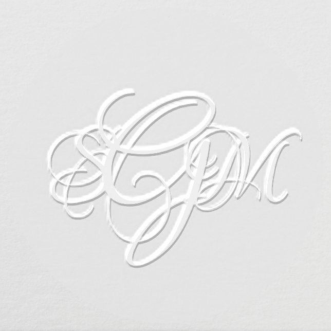 Custom 3 Letter Script Monogram Initials Embosser (Design)