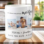Custom 3 Pet Photo Dog Wedding Save The Date Coffee Mug<br><div class="desc">Celebrate your engagement and give unique dog wedding save the dates with these custom photo, and personalized 'My Humans Are Getting Married... Save The Date' coffee mug. Customize with your favorite photos, names and date. COPYRIGHT © 2020 Judy Burrows, Black Dog Art - All Rights Reserved. Custom 3 Pet Photo...</div>