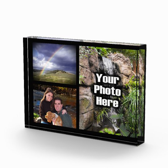 Custom 3 Photo Collage Acrylic Desk Block Zazzle Com Custom 3 Photo Collage Acrylic Desk Block