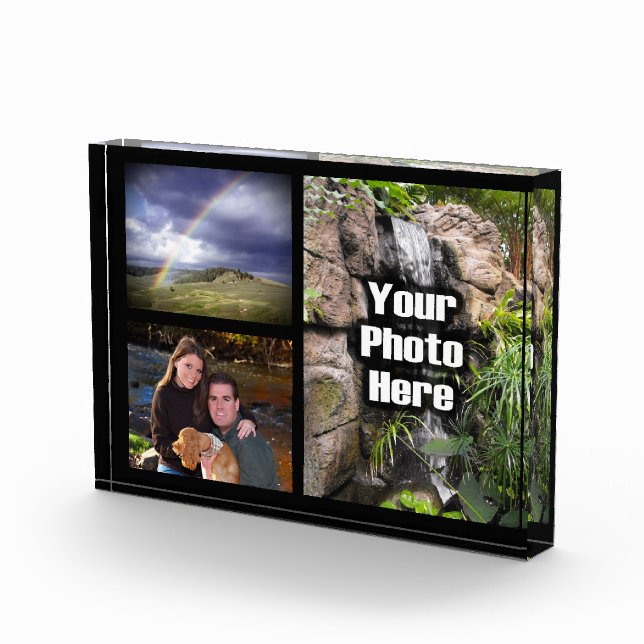 Custom 3 Photo Collage Acrylic Desk Block (Right)