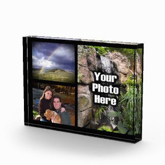 Custom 3 Photo Collage Acrylic Desk Block Award