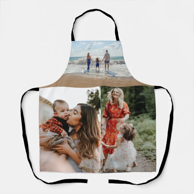 Custom 3 Photo Collage Add Your Favorite Picture Apron (Front)