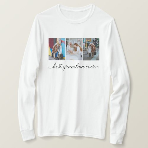 Custom 3 Photo Collage Best Grandma Ever Womens T_Shirt