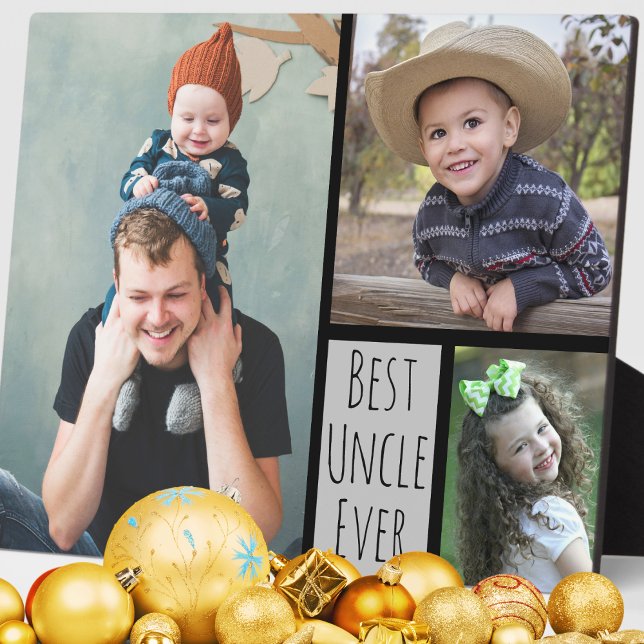 Custom 3 Photo Collage Best Uncle Ever   Plaque (Creator Uploaded)