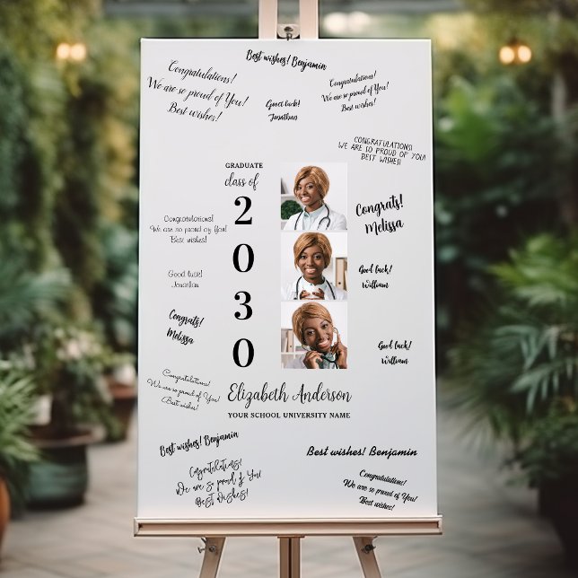 Custom 3 Photo Collage Graduation Guest Signature Foam Board (Creator Uploaded)