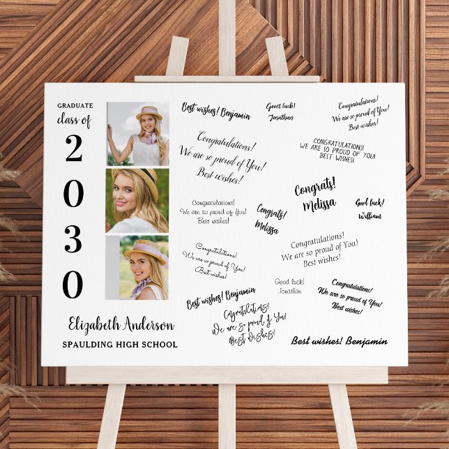 Custom 3 Photo Collage Graduation Guest Signature Foam Board (Creator Uploaded)