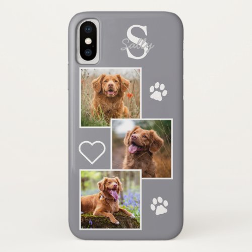 Custom 3 Photo Collage Gray Dog iPhone XS Case