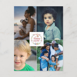 Custom 3 Photo Collage Happy Easter  Holiday Postcard