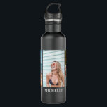 Custom 3 Photo Collage & Name Stainless Steel Water Bottle<br><div class="desc">Custom photo water bottle featuring 3 photographs and your name.</div>