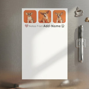 Custom 3 Photo Collage Pet Dog Name Picture On Magnetic Dry Erase Sheet