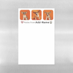 Custom 3 Photo Collage Pet Dog Name Picture On Magnetic Dry Erase Sheet