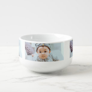 Custom 3 Photo Collage Soup Mug