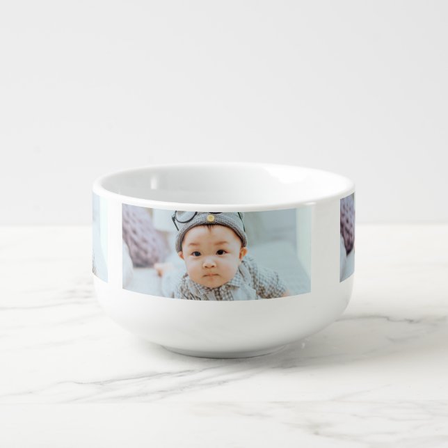 Custom 3 Photo Collage Soup Mug (Front)