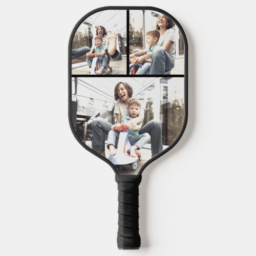 Custom 3 Photo Collage Template Personalized Gift Pickleball Paddle