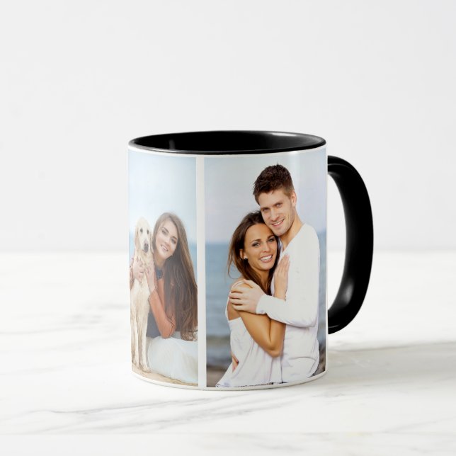 Custom 3 Photo Combo Mug - Black White (Front Right)
