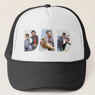 Custom 3 Photo Dad Lettering Personalized Trucker Hat