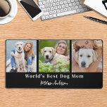 Custom 3 Photo Dog Mom Personalized Pet Lover  Desk Mat<br><div class="desc">This desk mat features a customizable photo collage with three pictures of your choice, perfect for showcasing your furry friend. The modern and cute design is ideal for dog moms or anyone looking for a fun desk accessory. It's a great addition to any office space and can be personalized to...</div>