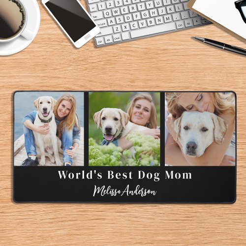 Custom 3 Photo Dog Mom Personalized Pet Lover  Desk Mat