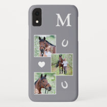 Custom 3 Photo Gray Horse iPhone XR Case