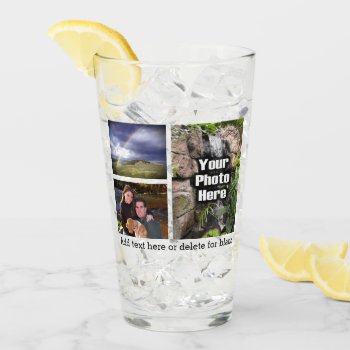 Custom 3 Photo Keepsake Collage Personalized Glass by cutencomfy at Zazzle