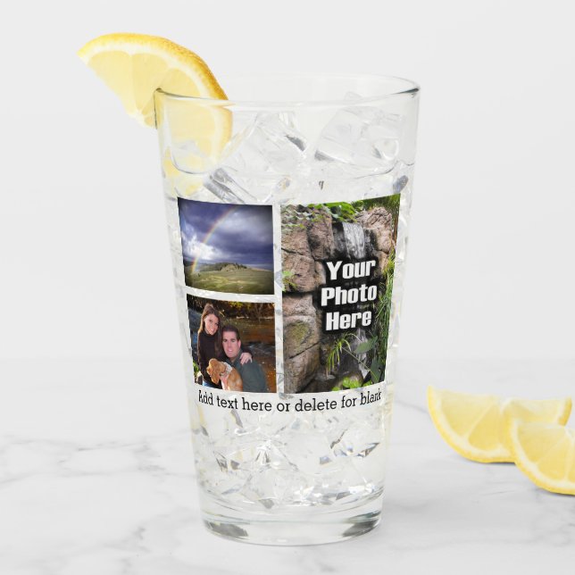 Custom 3 Photo Keepsake Collage Personalized Glass (Front Ice)