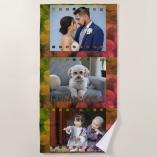 Custom 3 Photo Personalized Picture Film Beach Towel