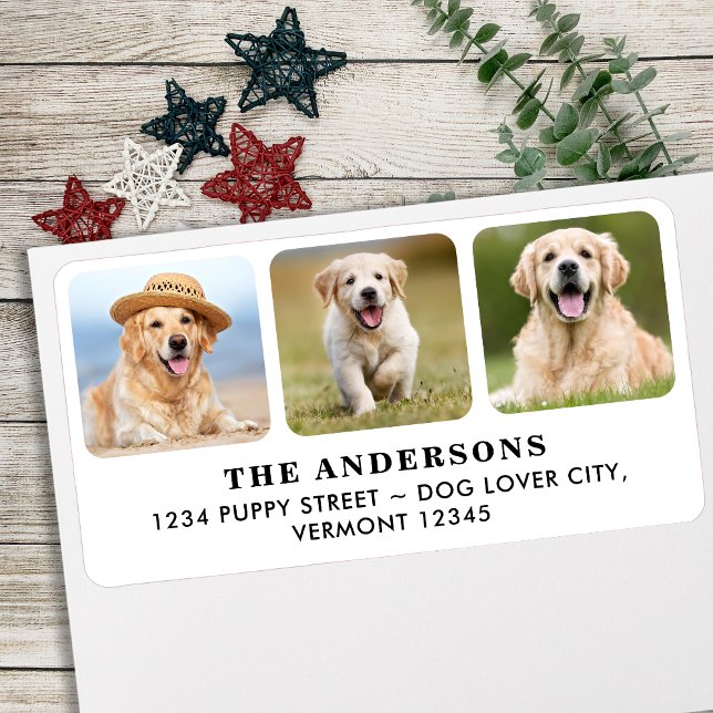 Custom 3 Photo Personalized Return Address  Label (Creator Uploaded)
