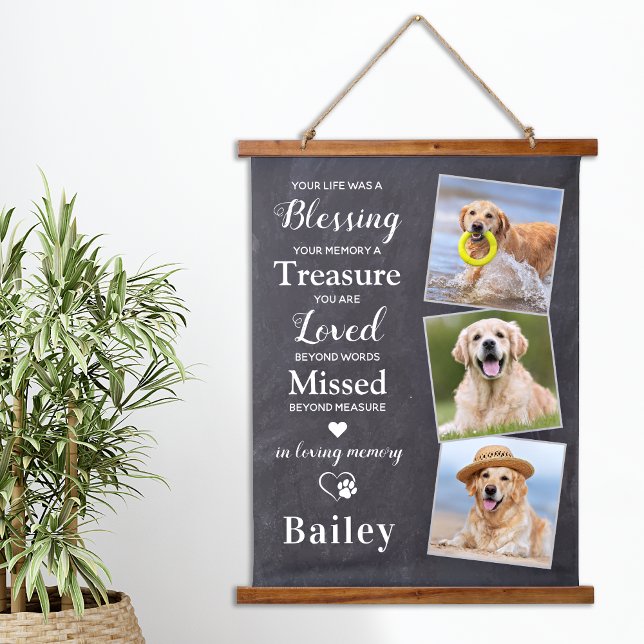 Custom 3 Photo Pet Loss Gift Dog Memorial Hanging Tapestry (Creator Uploaded)