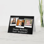 Custom 3-Photo Snapshot Frames Color Birthday Card