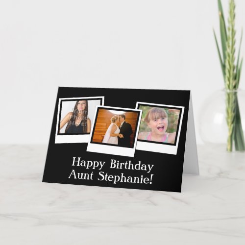 Custom 3_Photo Snapshot Frames Color Birthday Card