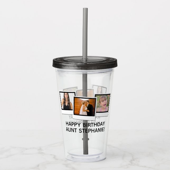 Custom 3-Photo Snapshot Frames Personalized Gift Acrylic Tumbler (Front)