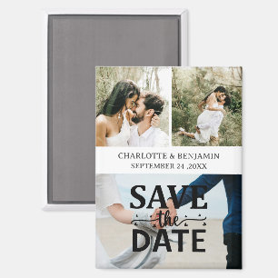 Custom 3 Photo Wedding Save The Date Magnet