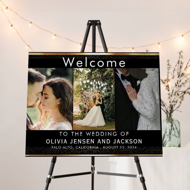 Custom 3 Photo Wedding Welcome Foam Board (In Situ (Stand))