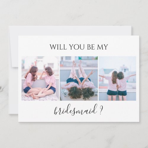Custom 3 Photo Will You Be My Bridesmaid Card