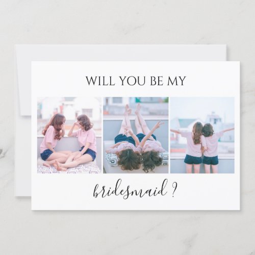 Custom 3 Photo Will You Be My Bridesmaid Card