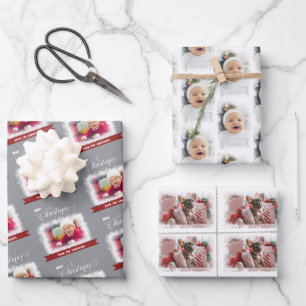 Custom 3 photo wrapping paper sheets