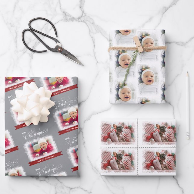 Custom 3 photo wrapping paper sheets (Front)