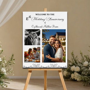 Custom 3 Photos 10th Wedding Anniversary Welcome Foam Board