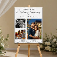 Custom 3 Photos 25th Wedding Anniversary Welcome