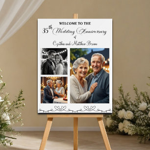 Custom 3 Photos 35th Wedding Anniversary Welcome Foam Board