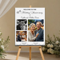 Custom 3 Photos 60th Wedding Anniversary Welcome