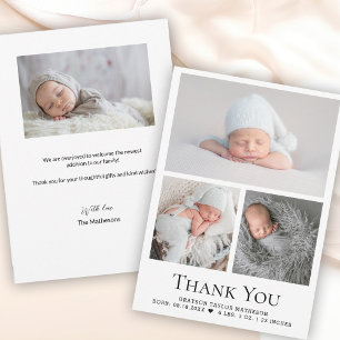 Custom 3 Photos Birth announcement Baby Boy 